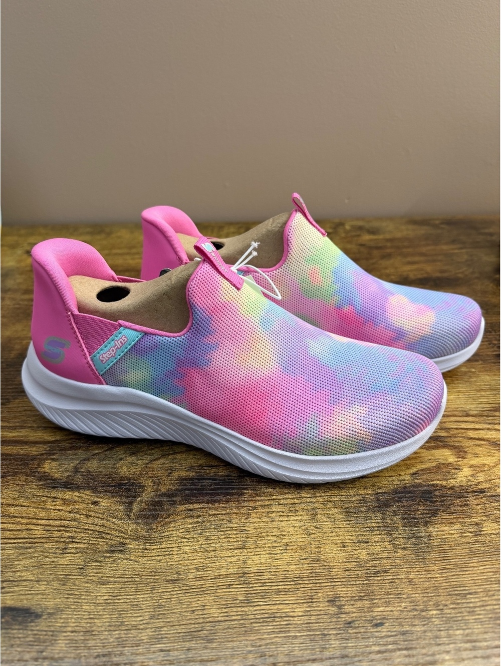S Sport by Skechers Baily Girls Size 5 Tie Dye Hands Free Step Ins Shoes New